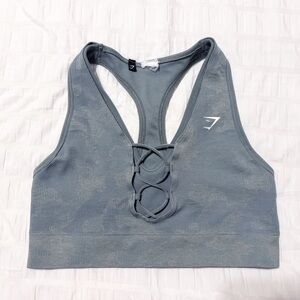 Gymshark Adapt Seamless Sports Bra Size Small Green Olive Camo Layered Lace